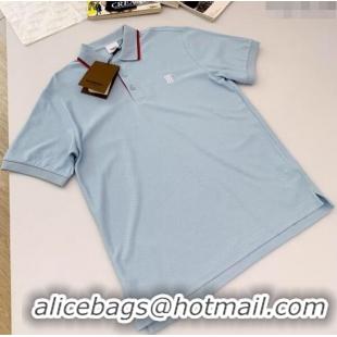 Buy Classic Burberry Cotton Polo T-shirt B72607 Blue 2024 (For Men)