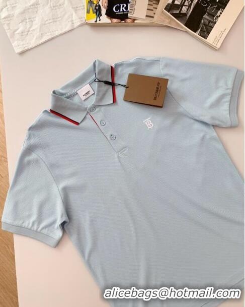 Buy Classic Burberry Cotton Polo T-shirt B72607 Blue 2024 (For Men)