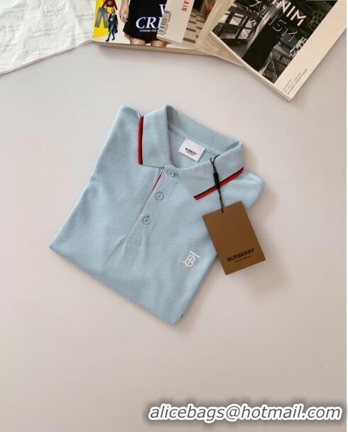 Buy Classic Burberry Cotton Polo T-shirt B72607 Blue 2024 (For Men)