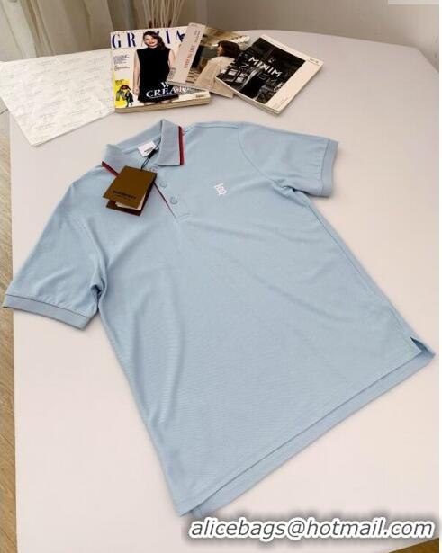 Buy Classic Burberry Cotton Polo T-shirt B72607 Blue 2024 (For Men)