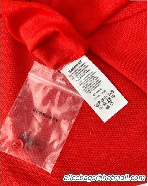 Original Cheap Burberry Cotton Polo T-shirt B72608 Red 2024 (For Men)