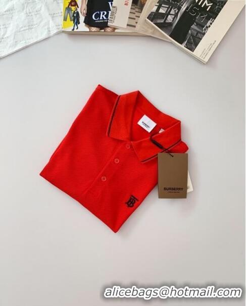 Original Cheap Burberry Cotton Polo T-shirt B72608 Red 2024 (For Men)