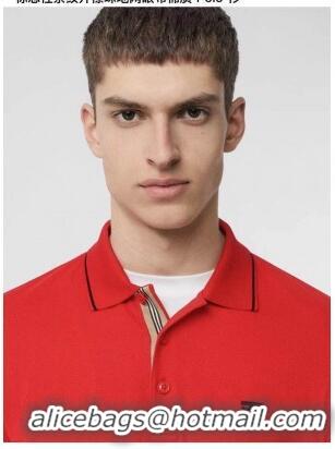 Original Cheap Burberry Cotton Polo T-shirt B72608 Red 2024 (For Men)