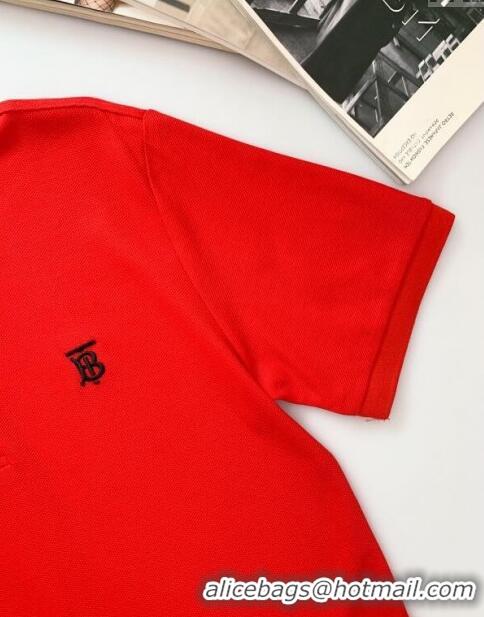 Original Cheap Burberry Cotton Polo T-shirt B72608 Red 2024 (For Men)