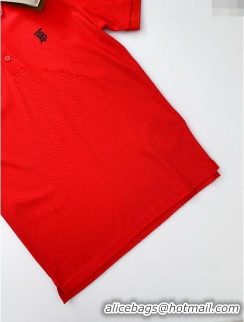 Original Cheap Burberry Cotton Polo T-shirt B72608 Red 2024 (For Men)