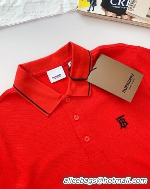 Original Cheap Burberry Cotton Polo T-shirt B72608 Red 2024 (For Men)