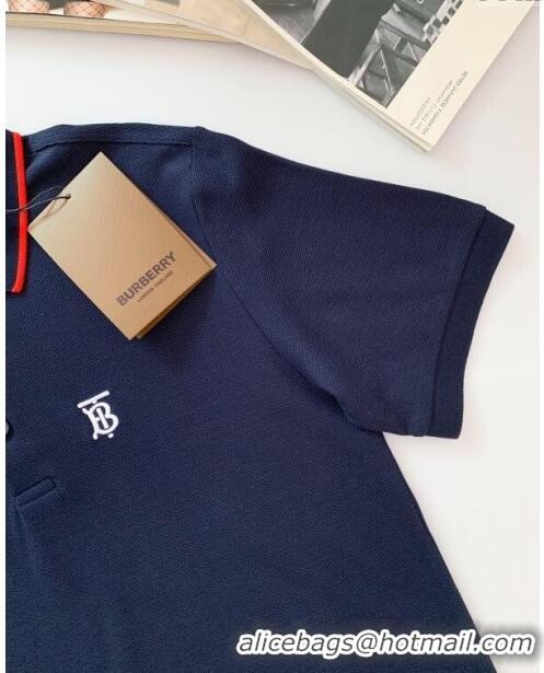 Luxury Classic Burberry Cotton Polo T-shirt B72610 Deep Blue 2024 (For Men)