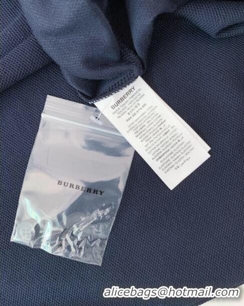 Luxury Classic Burberry Cotton Polo T-shirt B72610 Deep Blue 2024 (For Men)