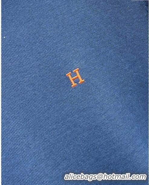 Top Quality Inexpensive Hermes Knit Polo T-shirt H72615 Blue 2024 (For Men)