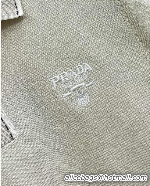 Buy Inexpensive Prada Knit Polo T-shirt P72617 Beige 2024 (For Men)