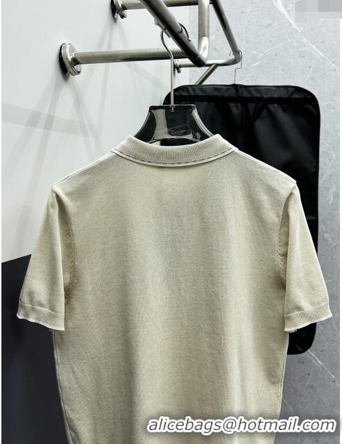 Buy Inexpensive Prada Knit Polo T-shirt P72617 Beige 2024 (For Men)