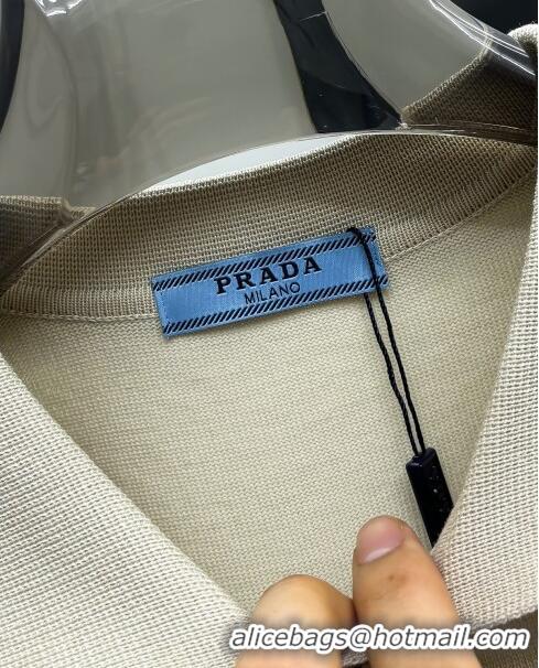 Buy Inexpensive Prada Knit Polo T-shirt P72617 Beige 2024 (For Men)