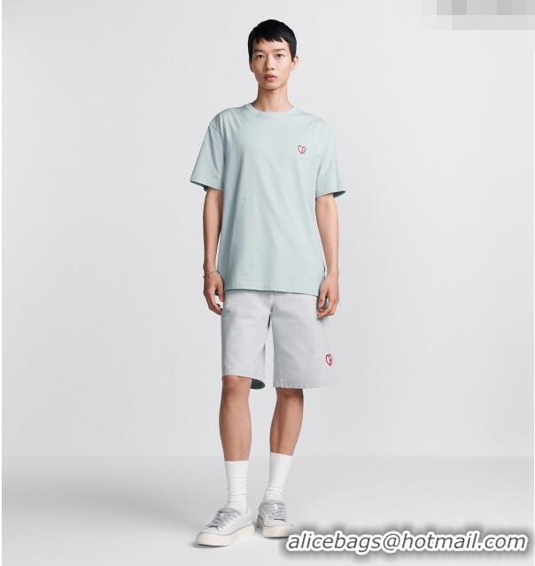 Buy Fashionable Dior Cotton T-shirt D72621 Pale Blue 2024 (For Men)