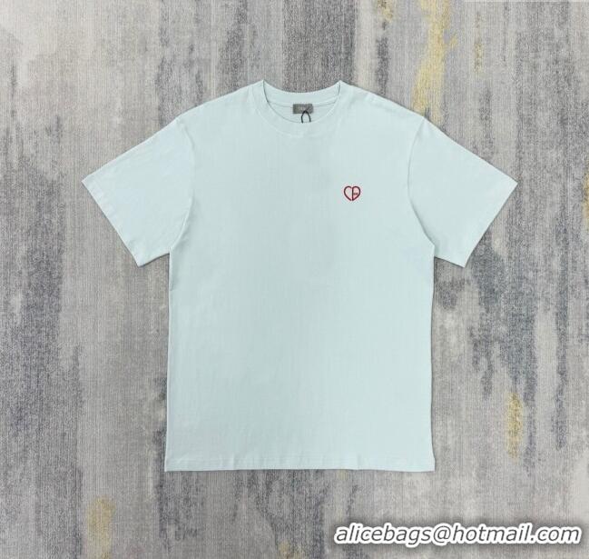 Buy Fashionable Dior Cotton T-shirt D72621 Pale Blue 2024 (For Men)