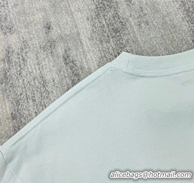 Buy Fashionable Dior Cotton T-shirt D72621 Pale Blue 2024 (For Men)