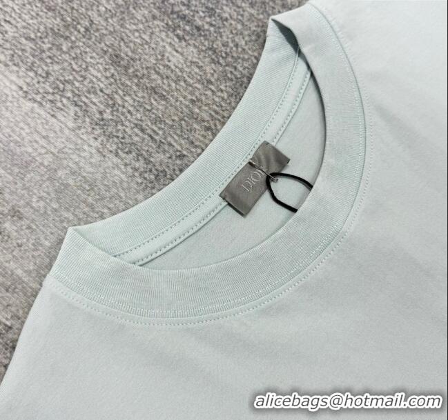 Buy Fashionable Dior Cotton T-shirt D72621 Pale Blue 2024 (For Men)