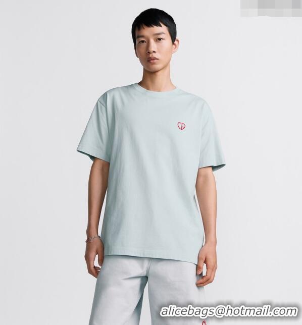 Buy Fashionable Dior Cotton T-shirt D72621 Pale Blue 2024 (For Men)