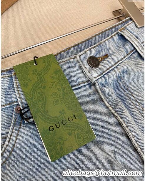 Well Crafted Gucci GG & Denim Jeans G72629 Beige/Blue 2024 (For Men)