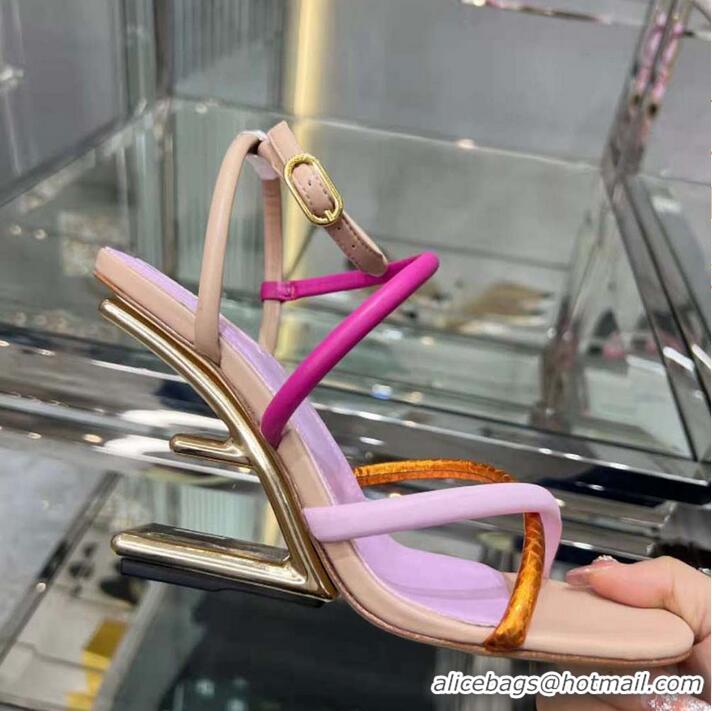 ​Top Design Fendi Women First Pink Nappa Leather High-Heeled Sandals F8479