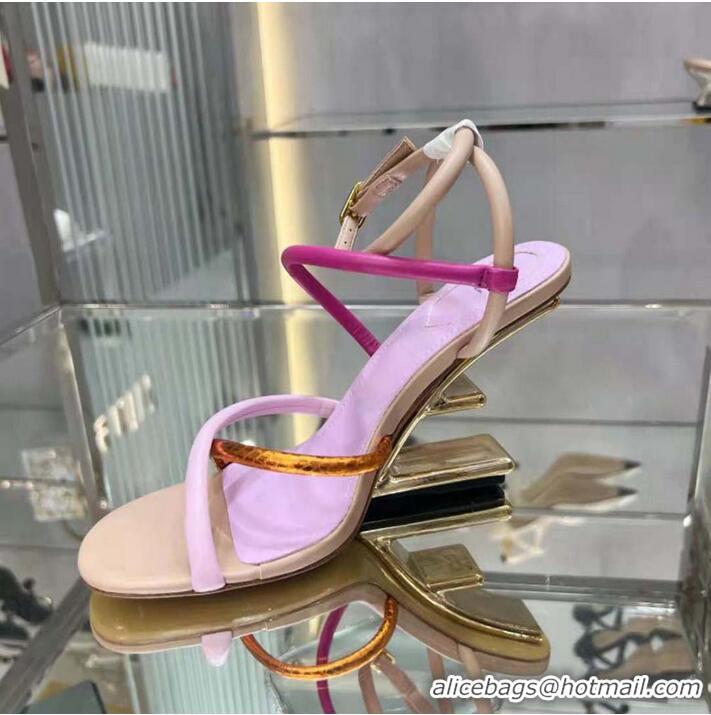 ​Top Design Fendi Women First Pink Nappa Leather High-Heeled Sandals F8479