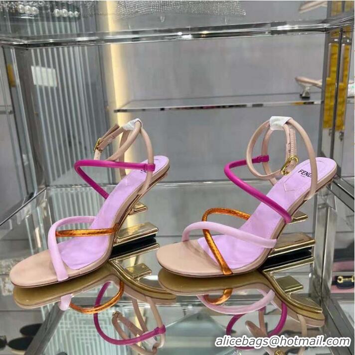 ​Top Design Fendi Women First Pink Nappa Leather High-Heeled Sandals F8479