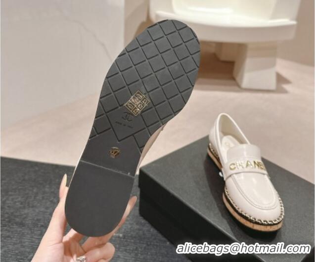 Purchase Chanel Calfskin Loafers with Chain White 816119