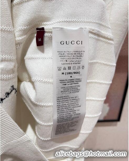 Unique Discount Gucci GG Knit Polo T-shirt G72633 White 2024 (For Men)