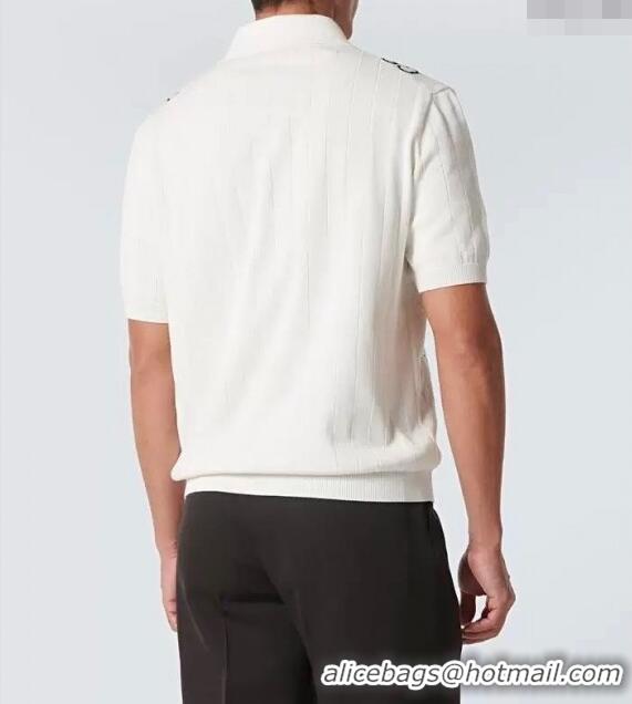 Unique Discount Gucci GG Knit Polo T-shirt G72633 White 2024 (For Men)