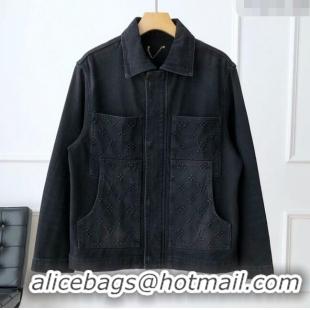 Luxury Discount Louis Vuitton Denim Jacket LV72637 Black 2024 (For Men)