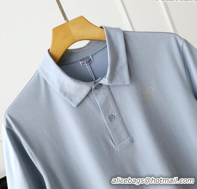 Top Quality Loewe Cotton Polo T-shirt L72638 Light Blue 2024 (For Men)