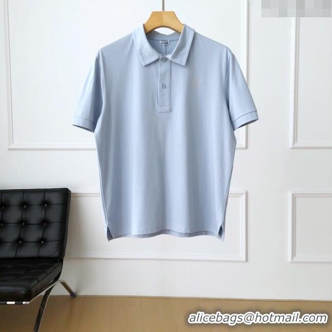 Top Quality Loewe Cotton Polo T-shirt L72638 Light Blue 2024 (For Men)