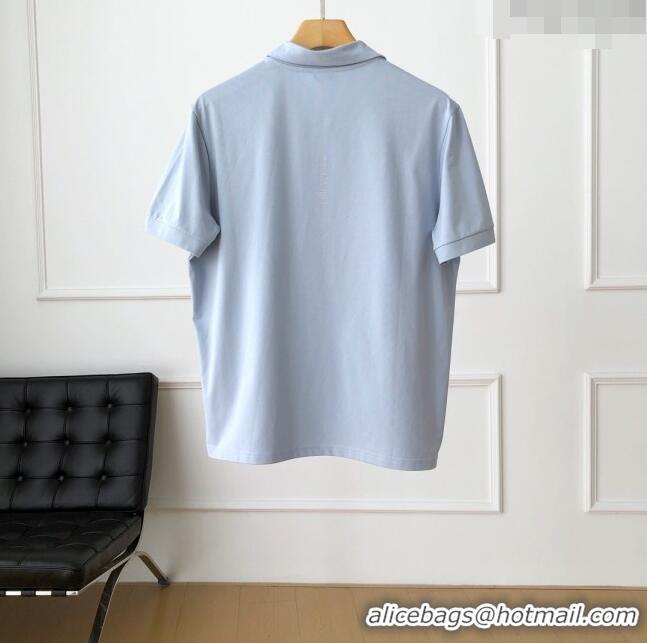 Top Quality Loewe Cotton Polo T-shirt L72638 Light Blue 2024 (For Men)