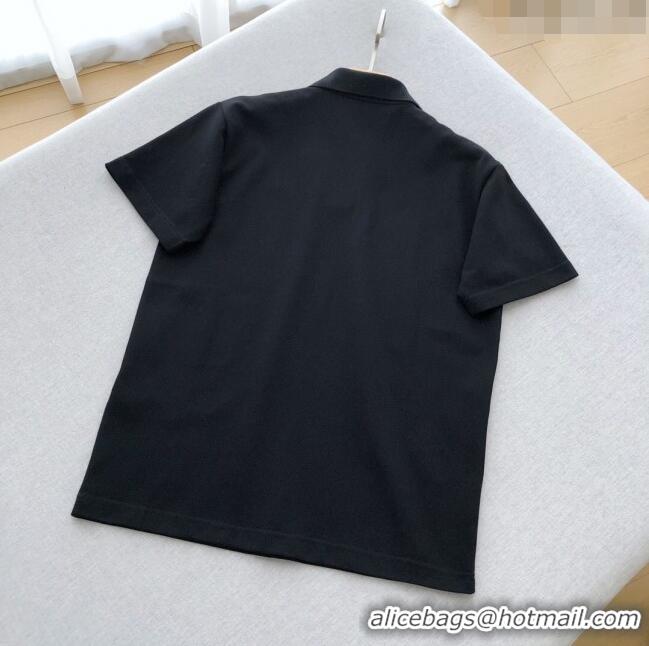 Buy Inexpensive Burberry Cotton Polo T-shirt B72639 Black 2024 (For Men)