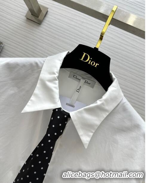 Reasonable Price Dior Shirt with Tie D8705 White 2024