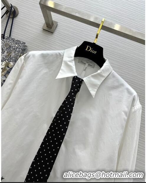 Reasonable Price Dior Shirt with Tie D8705 White 2024