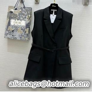 Luxurious Cheap Dior Vest with Belt D8711 Black 2024