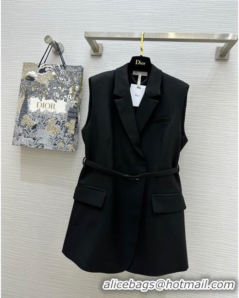 Luxurious Cheap Dior Vest with Belt D8711 Black 2024