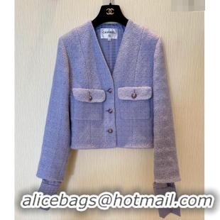 Buy Discount Chanel Tweed Jacket CH8717 Purple 2024