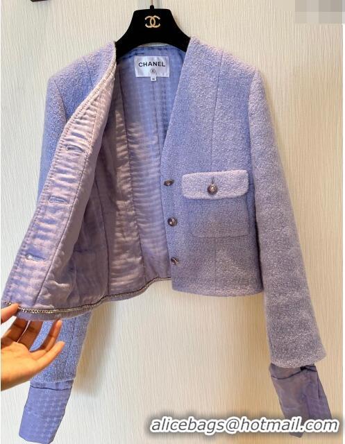 Buy Discount Chanel Tweed Jacket CH8717 Purple 2024