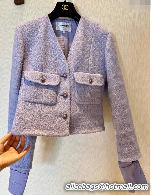 Buy Discount Chanel Tweed Jacket CH8717 Purple 2024