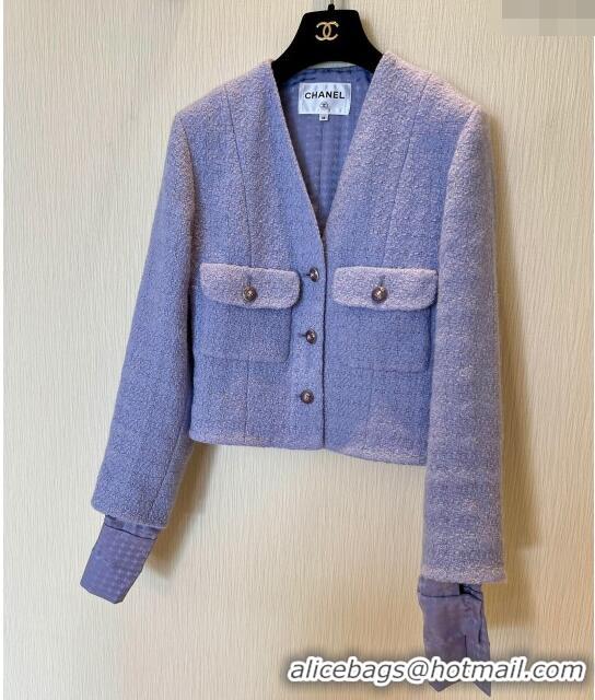 Buy Discount Chanel Tweed Jacket CH8717 Purple 2024