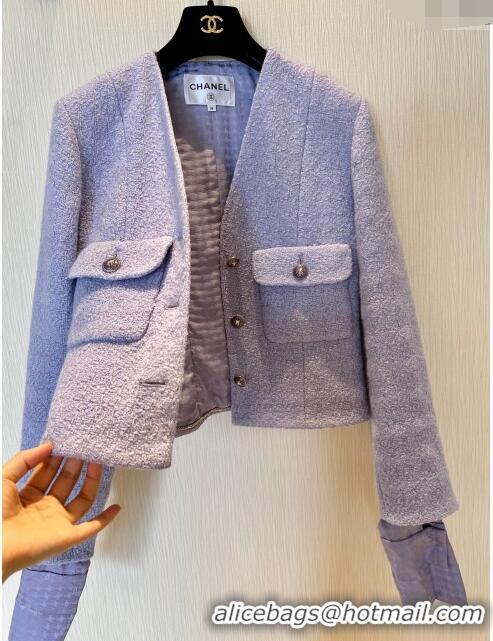 Buy Discount Chanel Tweed Jacket CH8717 Purple 2024