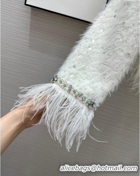 Well Crafted Chanel Ostrich Feather Jacket CH8718 White 2024