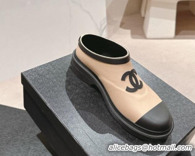 Top Design Chanel Rubber Ankle Rain Boots Beige 817005