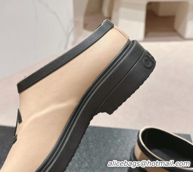 Top Design Chanel Rubber Ankle Rain Boots Beige 817005