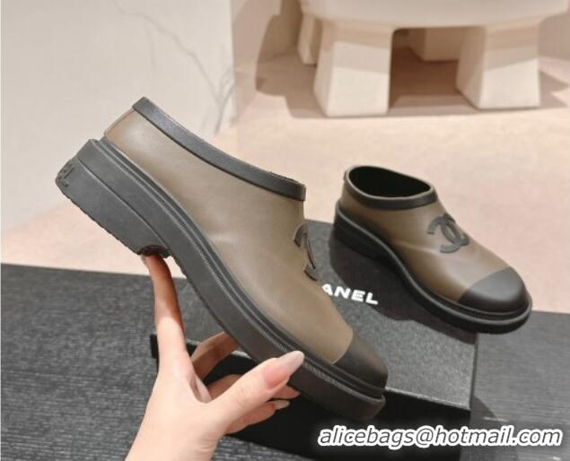 Classic Hot Chanel Rubber Ankle Rain Boots Khaki Green 817006