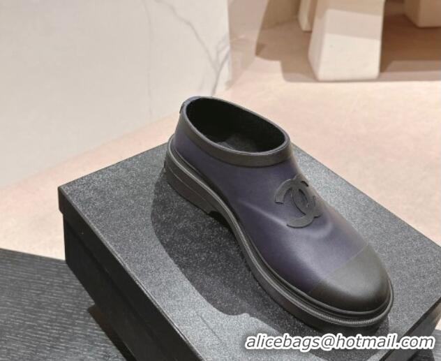 Pretty Style Chanel Rubber Ankle Rain Boots Dark Blue 817007