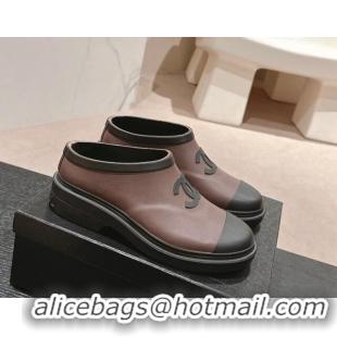 Low Price Chanel Rubber Ankle Rain Boots Brown 817008