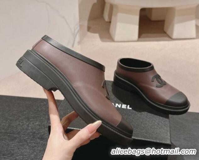 Low Price Chanel Rubber Ankle Rain Boots Brown 817008