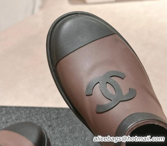 Low Price Chanel Rubber Ankle Rain Boots Brown 817008